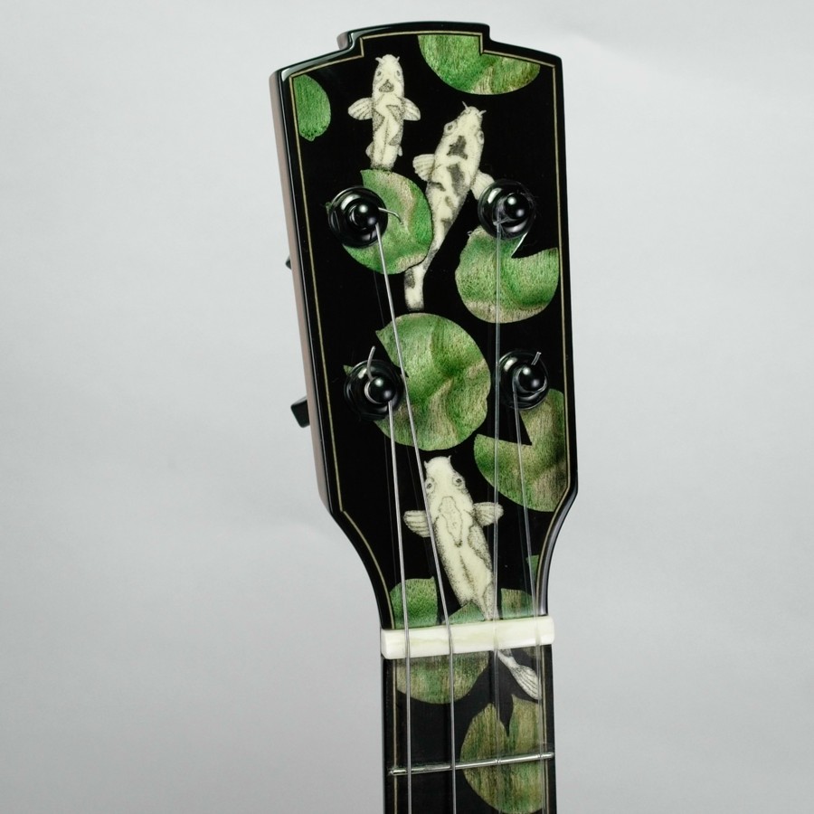 Koi Inlay to Tiger Myrtle and Ancient Sitka Tenor Ukulele